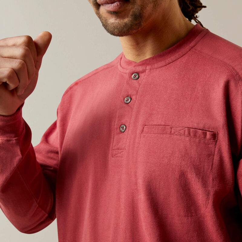 Ariat Men's Fire Resistant Air Henley- Brick Red