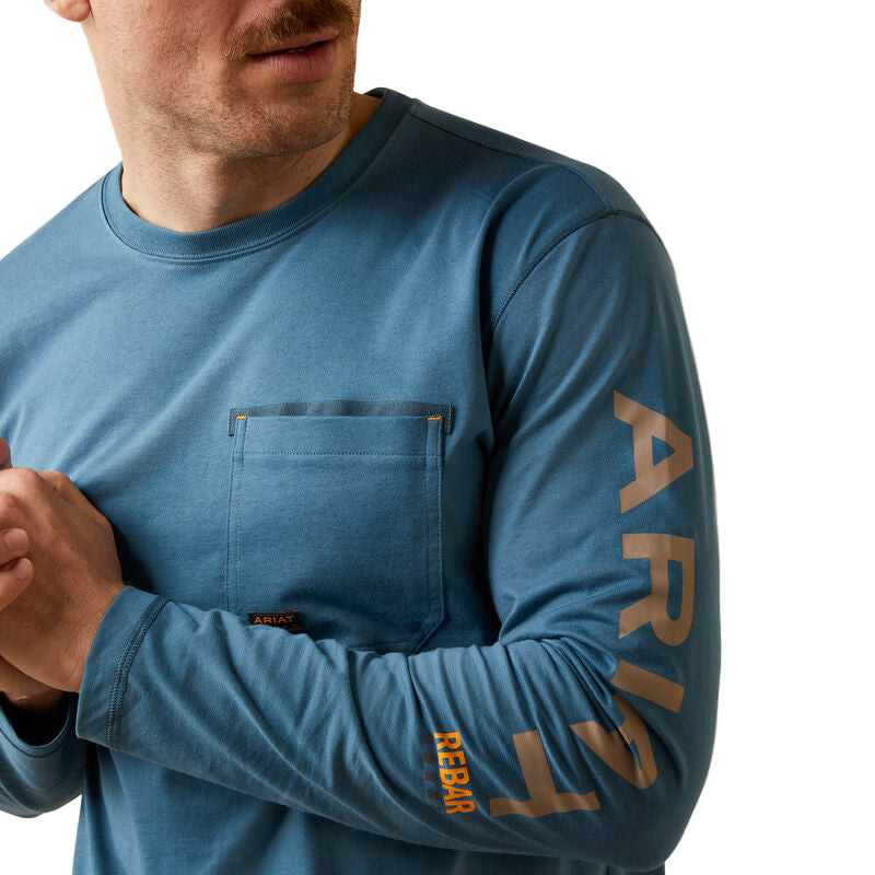 Ariat Men's Rebar Workman Logo Shirt - Indian Teal/Tiger's Eye