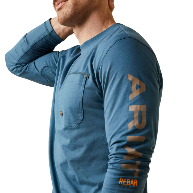 Ariat Men's Rebar Workman Logo Shirt - Indian Teal/Tiger's Eye