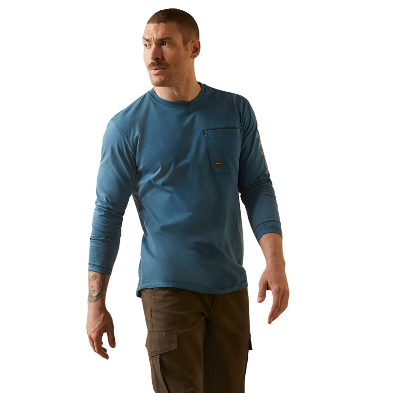 Ariat Men's Rebar Workman Logo Shirt - Indian Teal/Tiger's Eye