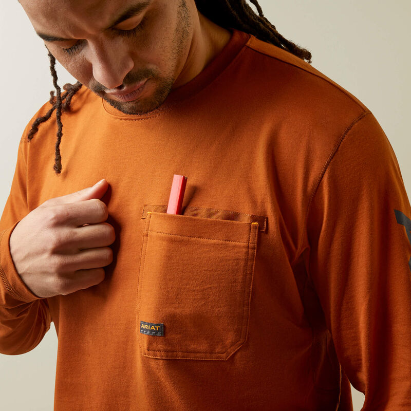 Ariat Men's Rebat Workman Logo Shirt - Carmel Cafe/Seaborne