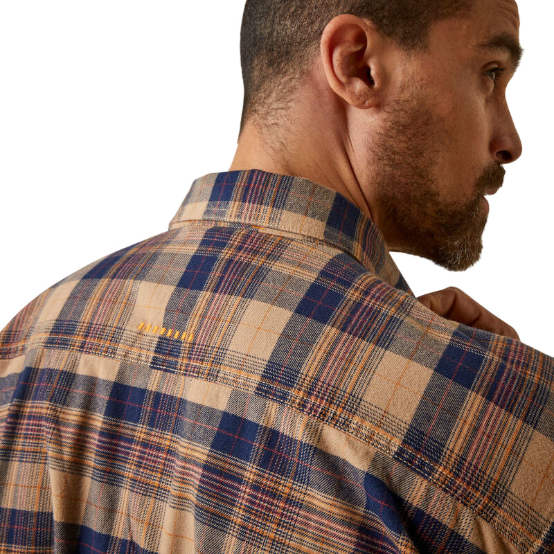 Ariat Men's Rebar Flannel DuraStretch Work Shirt - Tigers Eye Plaid