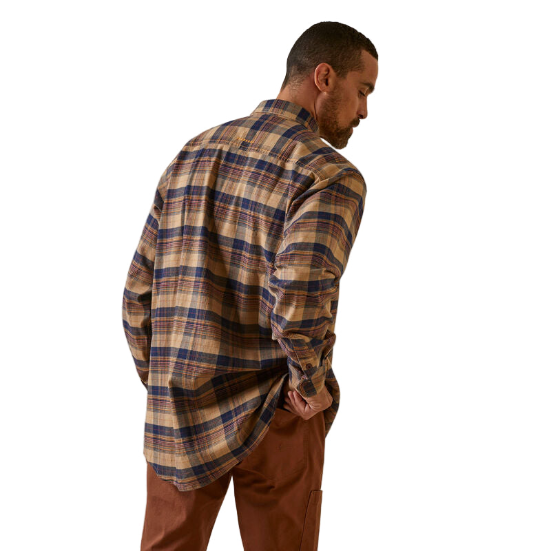 Ariat Men's Rebar Flannel DuraStretch Work Shirt - Tigers Eye Plaid