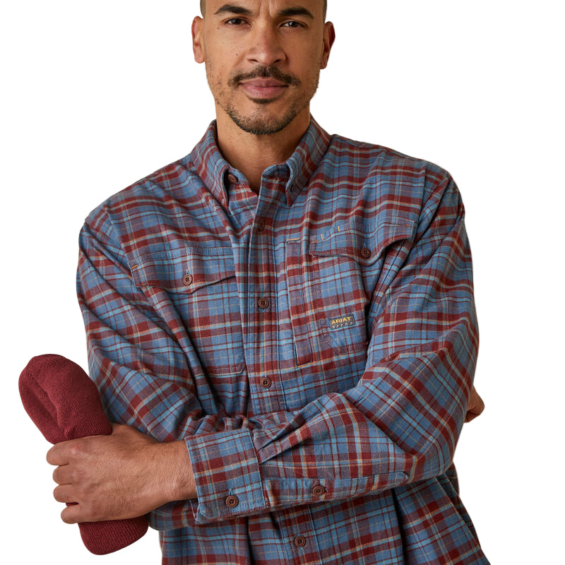 Ariat Men's Rebar Flannel DuraStretch Work Shirt - New Maroon