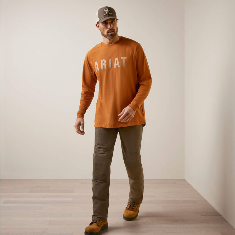 Ariat Men's Rebar Cotton Strong Block T-Shirt - Carmel Cafe