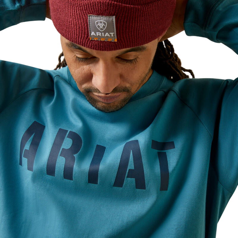 Ariat Men's Rebar Cotton Strong Block T-Shirt - Storm Blue