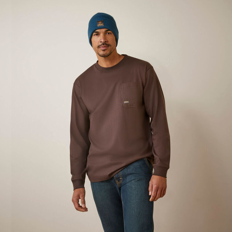 Ariat Men's Rebar LS Cotton Strong Shock Fire - Coffee Bean