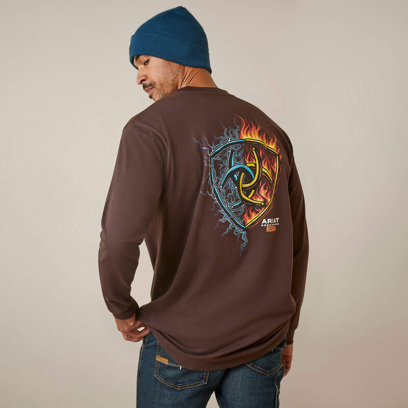 Ariat Men's Rebar LS Cotton Strong Shock Fire - Coffee Bean