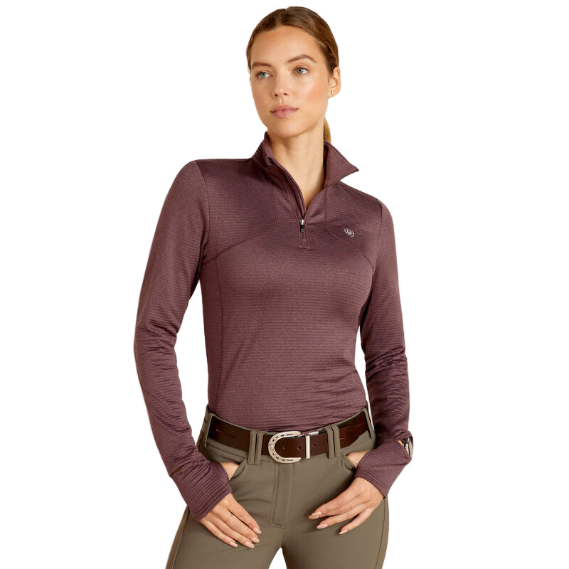Ariat Women's Gridwork 1/4 Zip Base layer Huckleberry