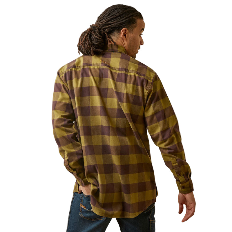 Ariat Men's Rebar Flannel DuraStretch Work Shirt - Avocado