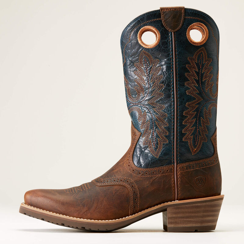 Ariat Men's Hybrid Roughstock Square Toe Western Boots - Fiery Brown Crunch
