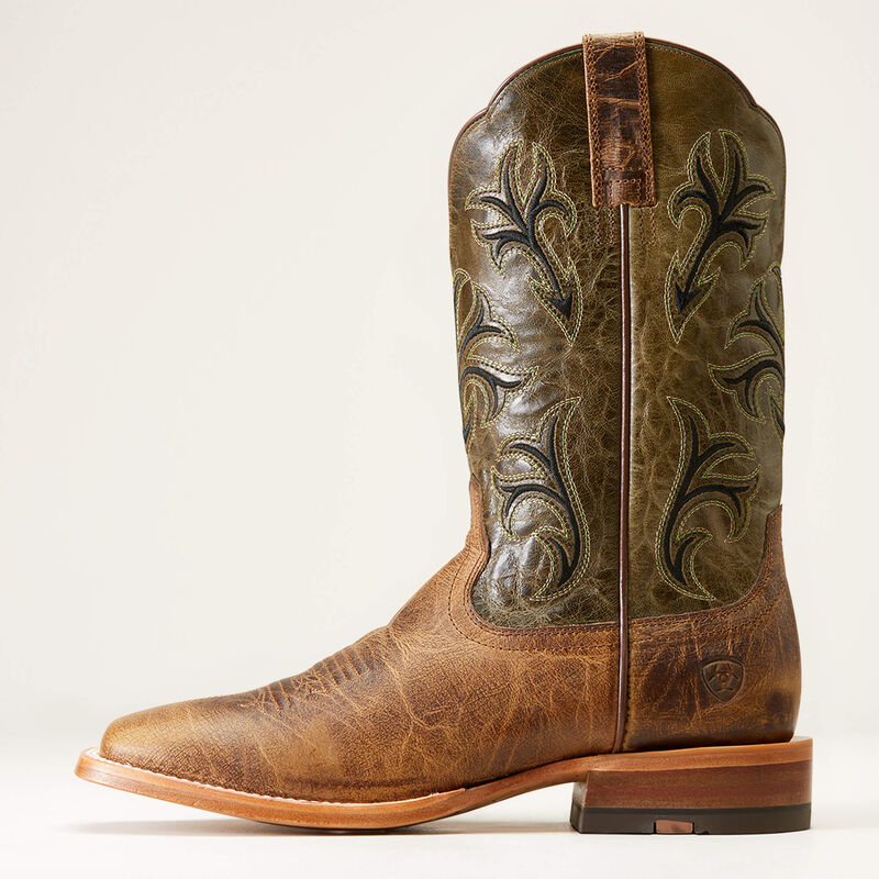 Ariat Men's Cowboss Boots - Crinkled Brown/Prairie Green