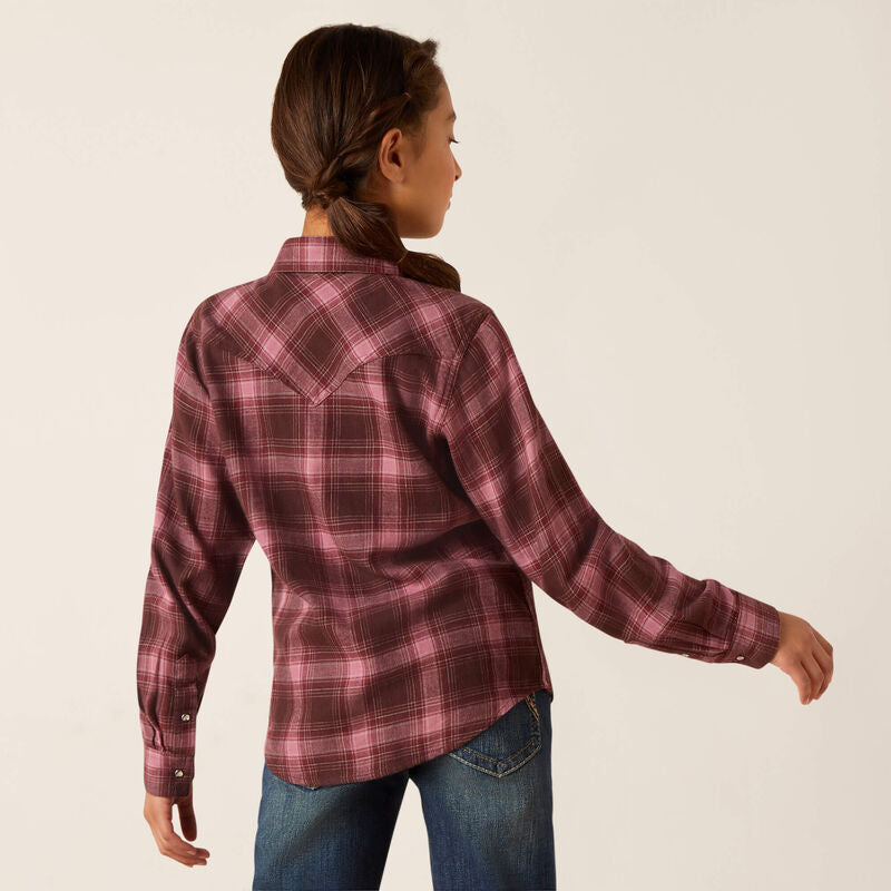 Ariat Girl's Lucky Snap Long Sleeve Shirt - Clove Brown