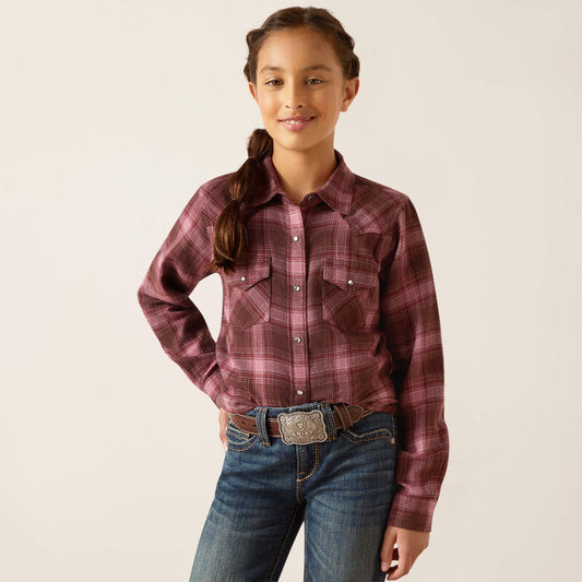 Ariat Girl's Lucky Snap Long Sleeve Shirt - Clove Brown