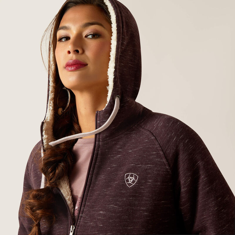 Ariat Women's REAL Sherpa Full Zip Hoodie - Clove Brown