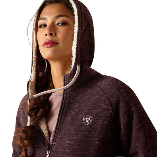 Ariat Women's REAL Sherpa Full Zip Hoodie - Clove Brown