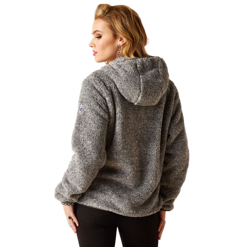 Ariat Women's Lurex Berber 1/2 Zip Hoodie - Salt & Pepper