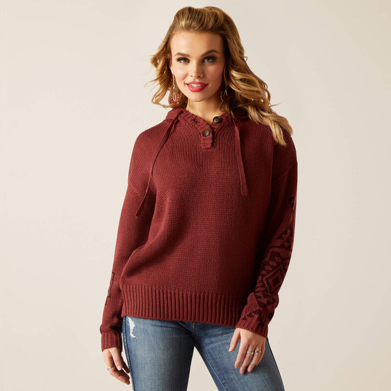 Ariat Women's Layla Sweater- Oxblood Multi