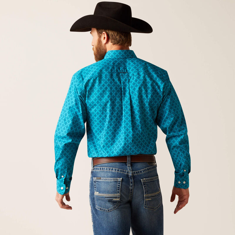 Ariat Men's Wrinkle Free Gael Long Sleeve Fitted Shirt - Enamel Blue