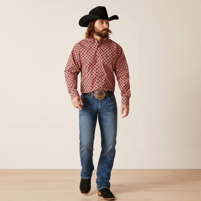 Ariat Men's Nevil Long Sleeve Classic Fit Button Down Shirt - Tibetan Red