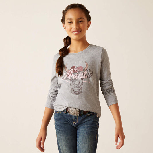 Ariat Girl's Fawna Long Sleeve T-Shirt - Heather Grey
