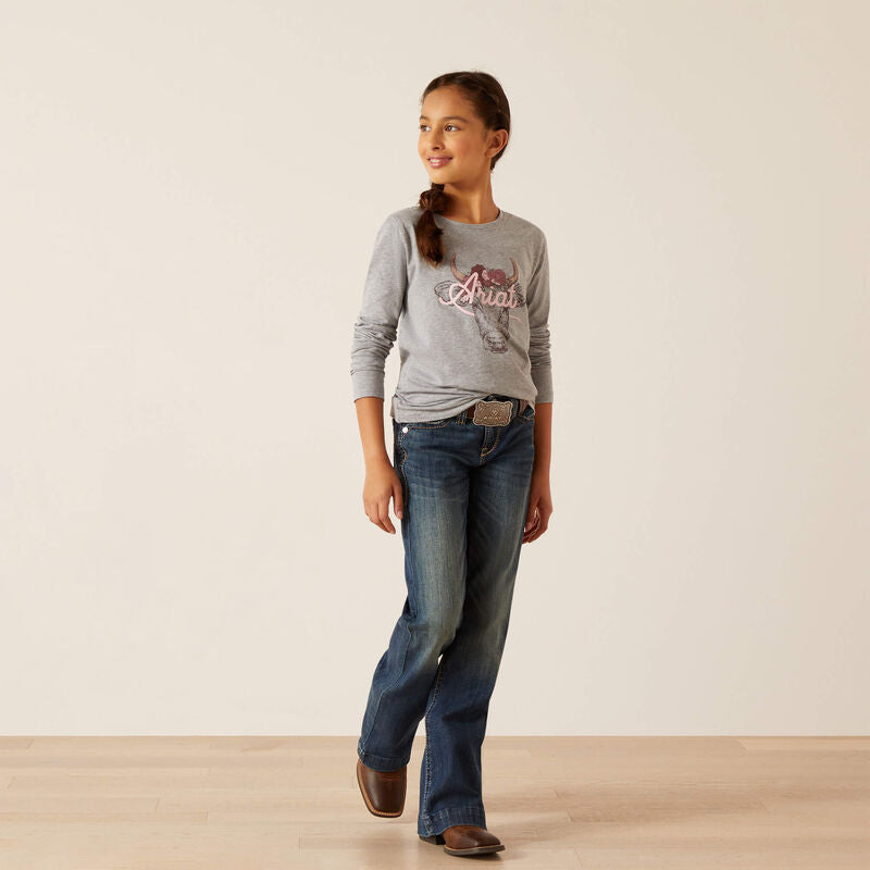 Ariat Girl's Fawna Long Sleeve T-Shirt - Heather Grey