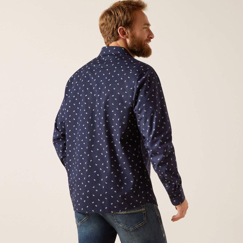 Ariat Men's Macro Stretch Modern Fit Shirt - Blue