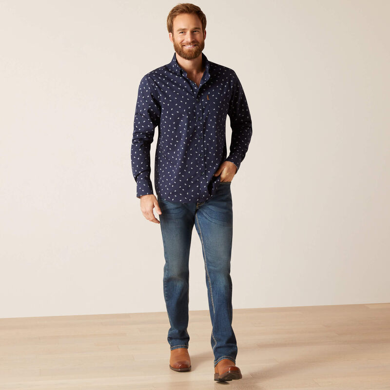 Ariat Men's Macro Stretch Modern Fit Shirt - Blue