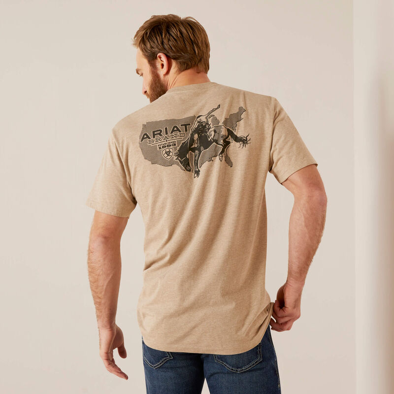 Ariat Men's USA Bronco T-Shirt - Oatmeal Heather