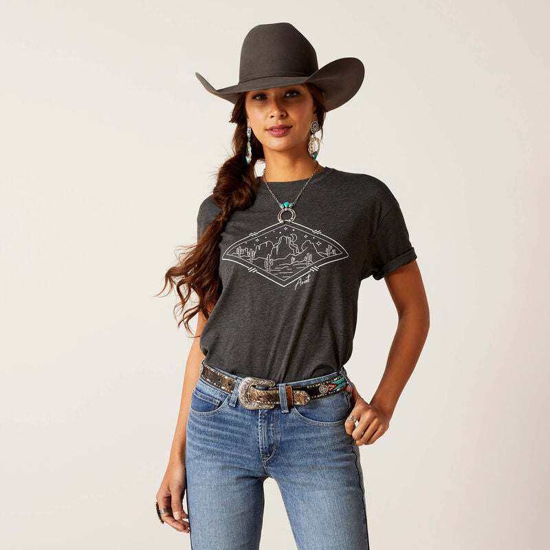 Ariat Women's Desert Diamond T-Shirt - Charcoal Heather