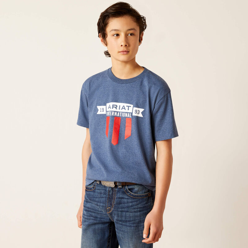 Ariat Kid's Banner Shield T-Shirt - Navy Heather