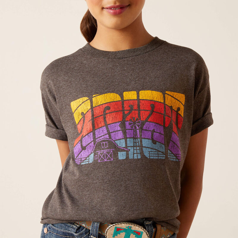 Ariat Girl's Groovy Sunset T-Shirt - Charcoal Heather