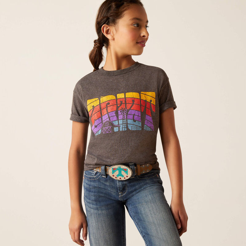 Ariat Girl's Groovy Sunset T-Shirt - Charcoal Heather
