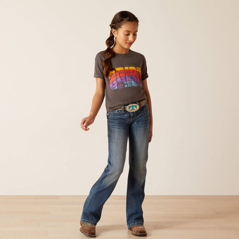 Ariat Girl's Groovy Sunset T-Shirt - Charcoal Heather