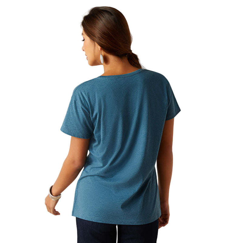 Ariat Women's Rainbow Script T-Shirt - Steel Blue Heather