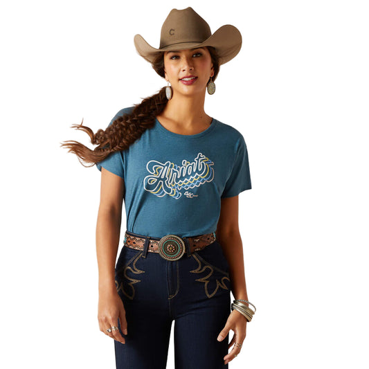 Ariat Women's Rainbow Script T-Shirt - Steel Blue Heather