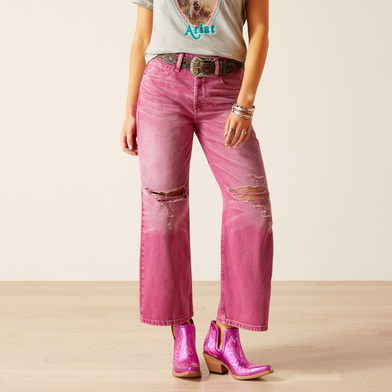 Ariat Women's Ultra High Rise Tomboy Wide Jeans - Pink