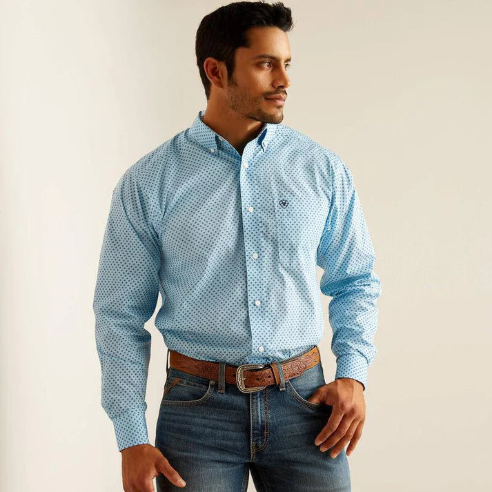 Ariat Men's Wrinkle Free Ricky Long Sleeve Shirt - Sku Blue