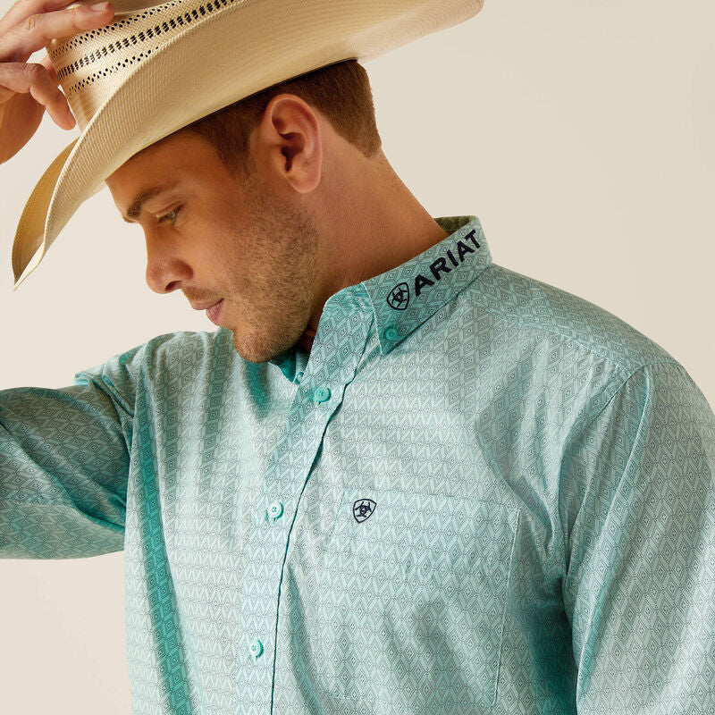 Ariat Men's Team Gian Long Sleeve Shirt - Light Aqua