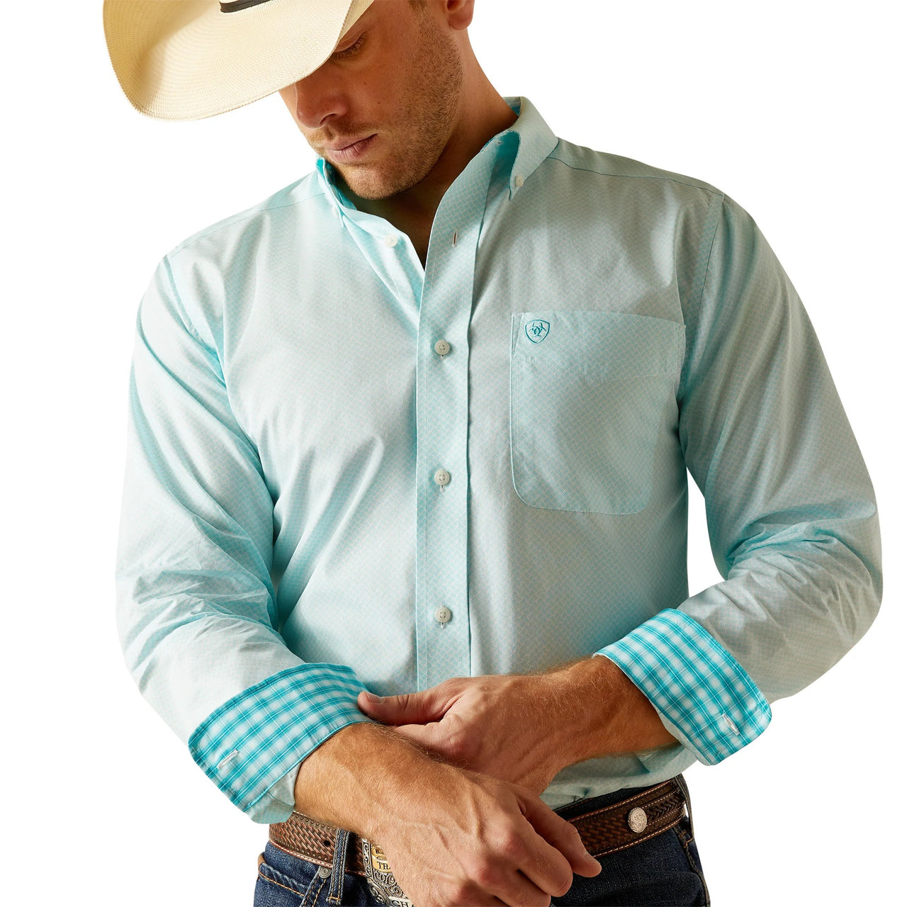 Ariat Men's Wrinkle Free Shepard Fitted Shirt - Blue Radiance