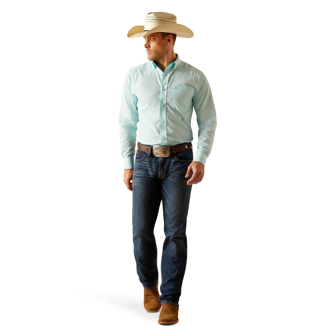 Ariat Men's Wrinkle Free Shepard Fitted Shirt - Blue Radiance