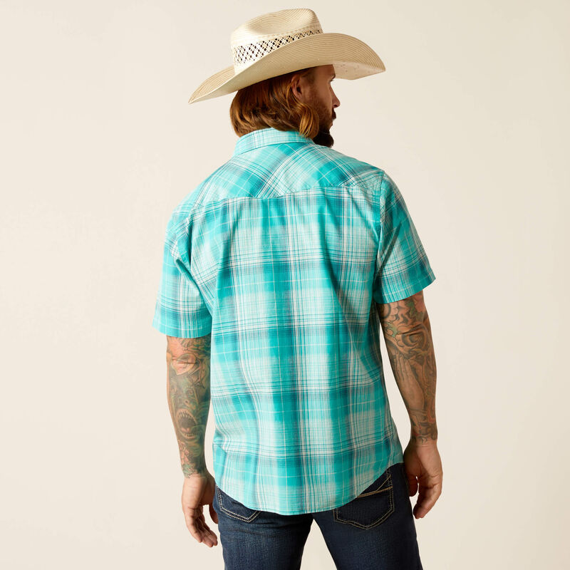 Ariat Men's Haddon Retro Snap Short Sleeve Shirt - Winter Aqua
