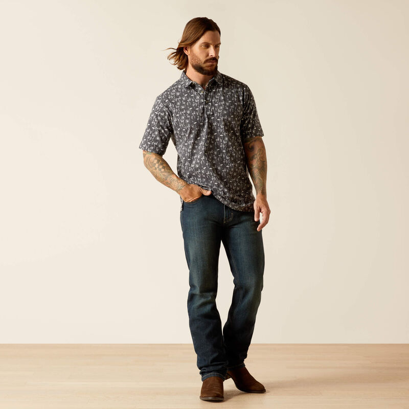 Ariat Men's Retro Polo - Ebony Grey