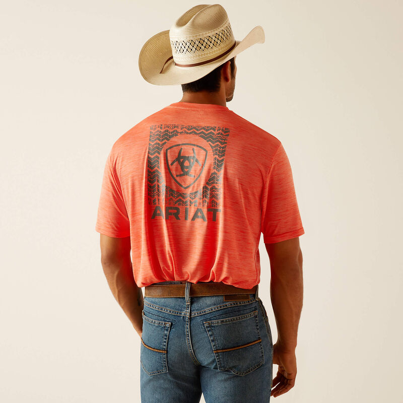 Ariat Men's Charger Ariat Southwest Shield Short Sleeve T-Shirt - Hot Coral