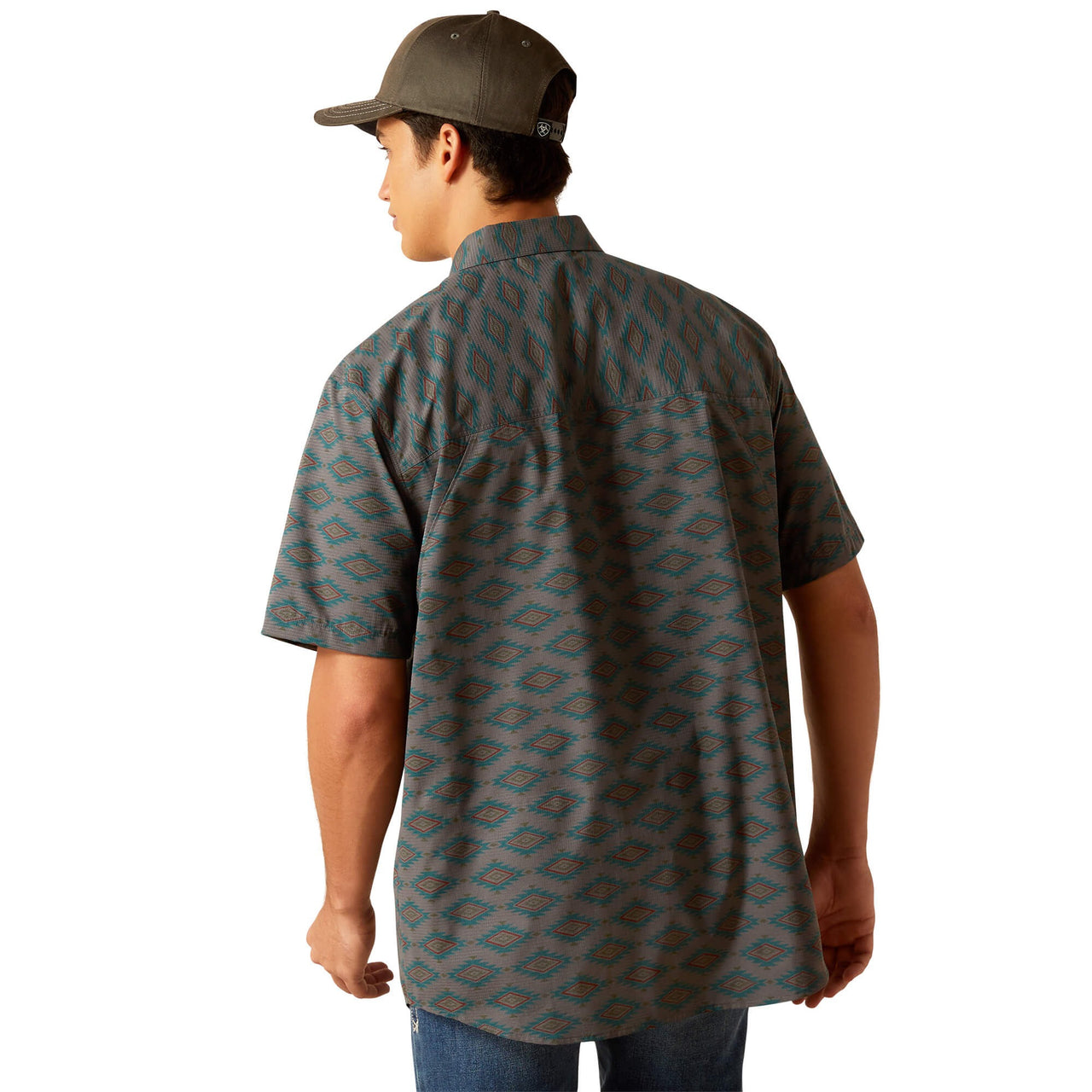 Ariat Men's 360 Airflow Short Sleeve Shirt - Gray Pinstripe