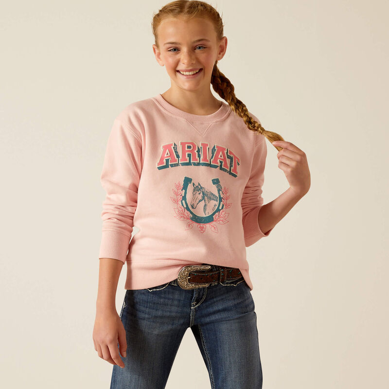 Ariat Girl's College Sweatshirt - Blushing Rose