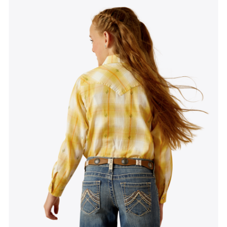 Ariat Girl's Glenrock Snap Long Sleeve Shirt - Cactus Dobby