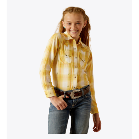 Ariat Girl's Glenrock Snap Long Sleeve Shirt - Cactus Dobby