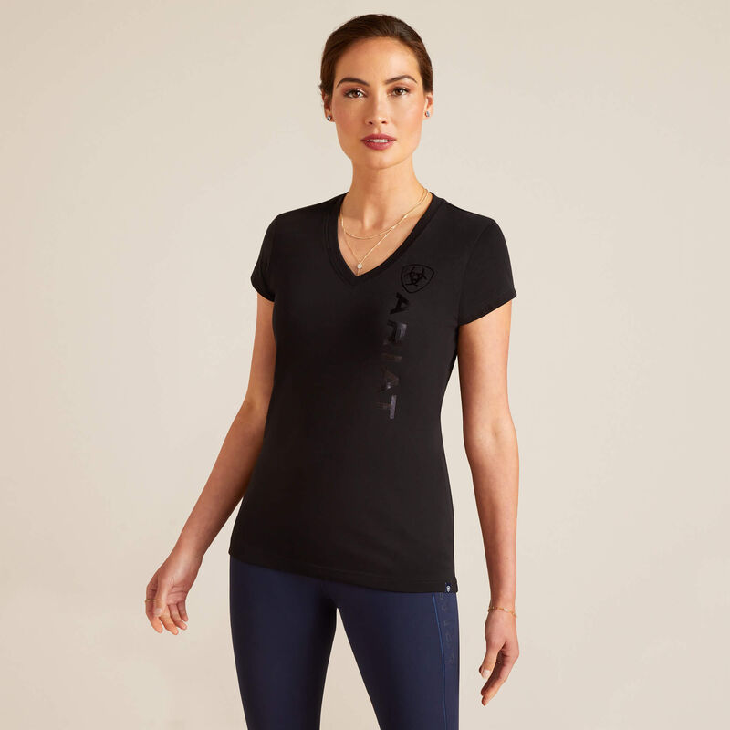 Ariat Women's Vertical Logo V T-Shirt - Black