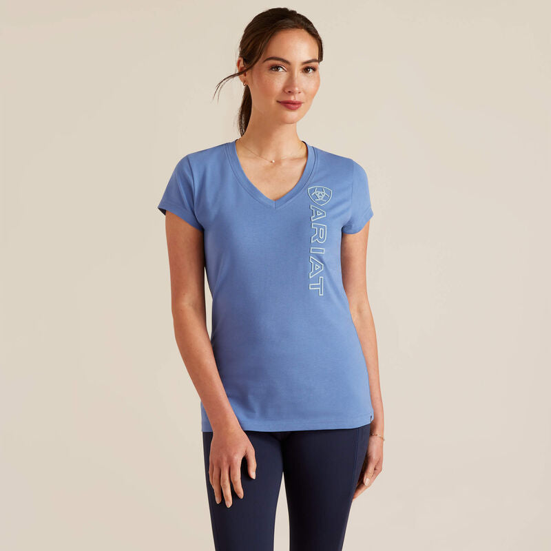 Ariat Women's Vertical Logo V T-Shirt - Dutch Blue